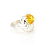 Bright Lemon Amber In Silver Ring The Orion, Ring Size: 11 / 20.5, image 