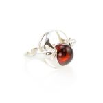 Stylish Silver Ring With Ball Shaped Amber The Orion, Ring Size: 11 / 20.5, image 