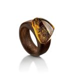 Ethnic Wooden Amber Ring The Indonesia, image 