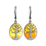 Symbolic Earrings Made With Amber and Sterling Silver The Tree Of Life, image 