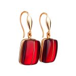 Bold Golden Fish Hook Earrings With Cherry Amber The Sangria, image 