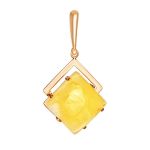 Stylish Geometric Golden Pendant With Bright Amber Stone The Picasso, image 