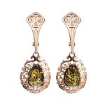 Filigree Gold-Plated Pendant With Green Amber The Luxor, image , picture 5