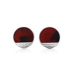 Flat Round Silver Studs With Amber The Monaco, image 