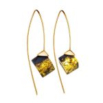 Gold-Plated Earrings With Green Amber The Sugar, image 