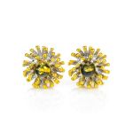 Gold Plated Studs With Green Amber The Barbados, image 