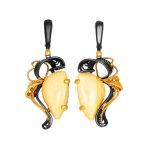 Glossy Gold-Plated Silver Earrings With Natural Mammoth Tusk The Era, image 