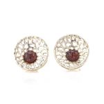Lovely Round Silver Studs With Cherry Amber The Venus, image 