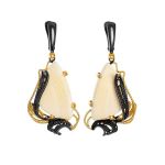 Stunning  Gold-Plated Dangle Earrings With Mammoth Ivory The Era, image 