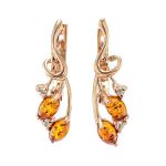 Cognac Amber Floral Earrings In Gold Plated Silver The Verbena, image 