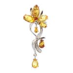 Lovely Floral Amber Pendant In Silver The Verbena, image 