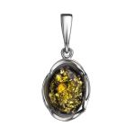 Classy Green Amber Pendant In Sterling Silver The Lyon, image 
