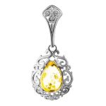 Filigree Silver Pendant With Lemon Amber The Luxor, image 