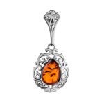 Ornate Silver Pendant With Amber The Luxor, image 