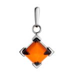 Square Silver Earrings With Cognac Amber The Artemis, image , picture 6