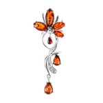 Silver Floral Pendant With Amber Stones The Verbena, image 