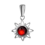 Silver Pendant With Cherry Amber The Helios, image 