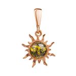Bright Sun Shaped Gold-Plated Pendant With Amber Centre Stone The Helios, image 