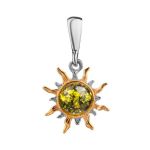 Sun Shaped Gold-Plated Pendant With Amber The Helios, image 