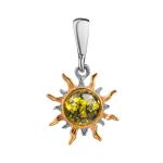 Sun Shaped Gold-Plated Pendant With Amber The Helios, image 
