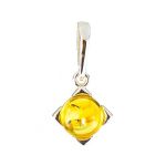 Small Square Silver Pendant With Lemon Amber The Rondo, image 