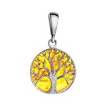 Silver Pendant With Amber The Tree Of Life, image 