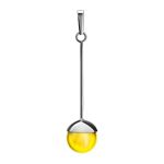 Silver Dangle Pendant With Ball Shaped Amber Stone The Paris, image 