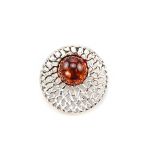 Bold Round Silver Pendant With Amber The Venus, image 