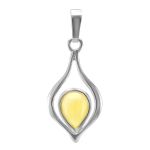 Lovely Silver Pendant With Honey Amber The Fiori, image 