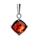 Simple Design Silver Pendant With Amber Center Stone The Byzantium, image 