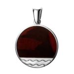 Round Silver Pendant With Cherry Amber The Monaco, image 