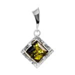 Stylish Glossy Silver Pendant With Green Amber The Hermitage, image 