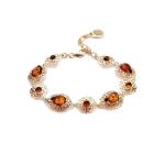 Gold-Plated Link Bracelet With Cognac Amber The Luxor, image 