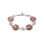 Amazing Symbolic Gift The Tree Of Life Bracelet Made in Amber And Sterling Silver, image 