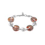 Amazing Symbolic Gift The Tree Of Life Bracelet Made in Amber And Sterling Silver, image 