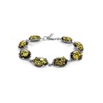 Sterling Silver Link Bracelet With Cognac Amber The Lyon, image 
