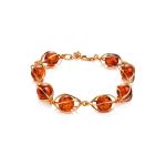 Cognac Amber Link Bracelet In Gold-Plated Silver The Algeria, image 