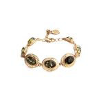 Gold-Plated Link Bracelet With Green Amber The Ellas, image 