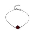 Thin Silver Chain Bracelet With Cherry Amber The Monaco, image 