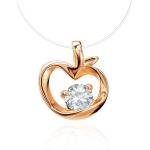 Apple Motif Gold Crystal Pendant Necklace The Aurora, Length: 41, image 