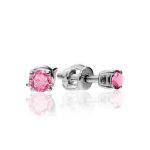 Luminous Silver Studs With Pink Crystals The Aurora, image 