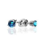 Blue Crystal Stud Earrings In Silver, image 