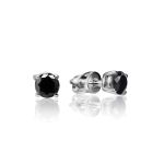 Silver Stud Earrings With Black Crystals The Aurora, image 