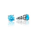 Bold Blue Crystal Stud Earrings In Silver The Aurora, image 