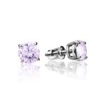 Classy Silver Studs With Lilac Crystals, image 