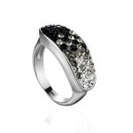 Sterling Silver Band Ring With Black And White Crystals The Eclat, Ring Size: 12 / 21.5, image 