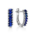 White Gold Latch Back Earrings With Diamonds And Blue Sapphires The Mermaid, image 