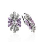Silver Floral Ring With White And Lilac Crystals The Eclat, Ring Size: 6 / 16.5, image , picture 7