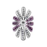 Silver Floral Ring With White And Lilac Crystals The Eclat, Ring Size: 6 / 16.5, image , picture 8