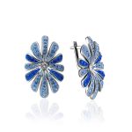 Silver Floral Earrings With Blue Crystals The Eclat, image 